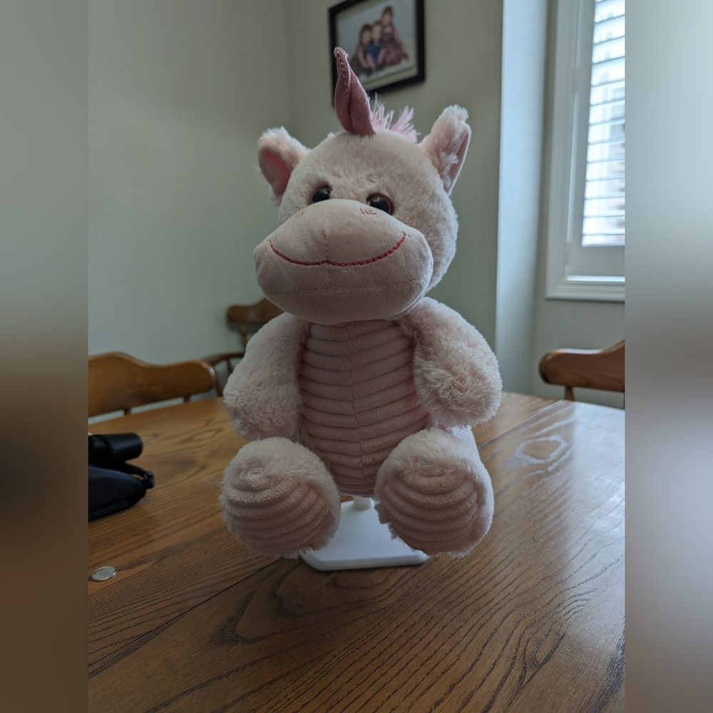 Kelly Toy. Unicorn Hippo. Signature velour ribbing on belly and feet. Pink.